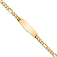 Thumbnail for 14k Soft Diamond Shape Flat Figaro Link ID Bracelet