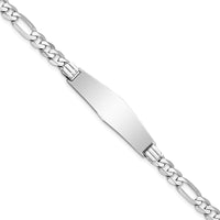 Thumbnail for 14k WG Figaro Link Soft Diamond Shape ID Bracelet