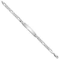 Thumbnail for 14k WG Figaro Link Soft Diamond Shape ID Bracelet