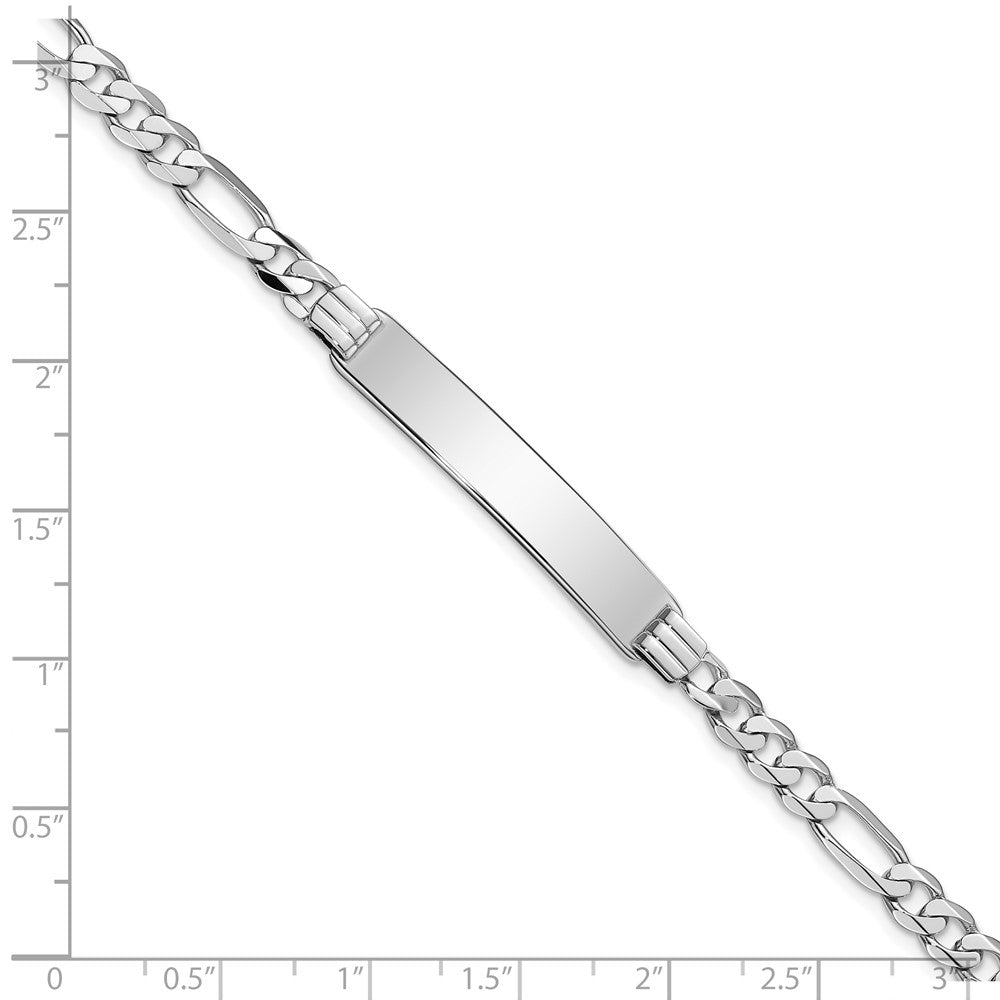 14k WG Figaro Link Soft Diamond Shape ID Bracelet