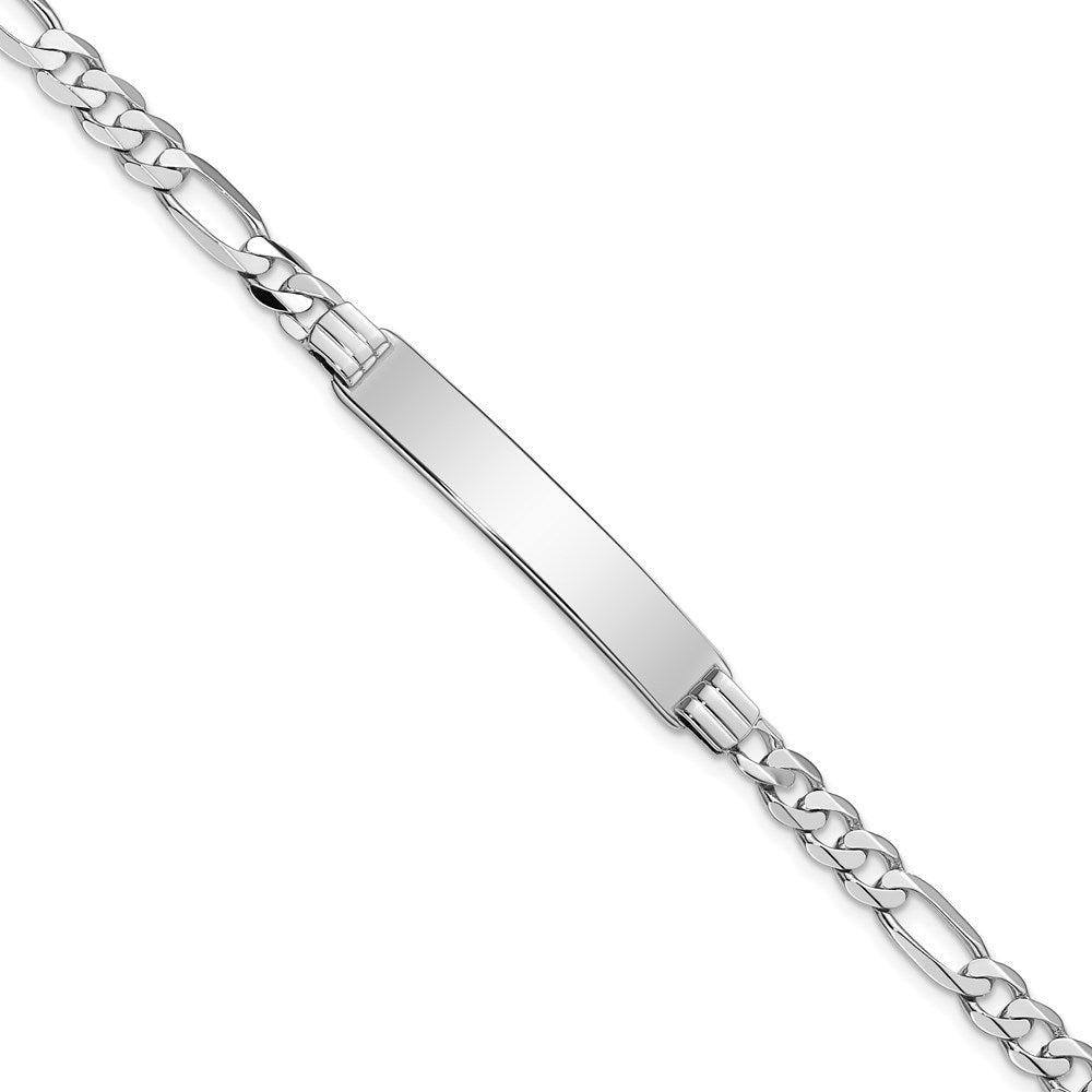 14k WG Figaro Link Soft Diamond Shape ID Bracelet