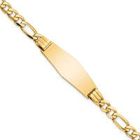 Thumbnail for 14k Flat Figaro Link Soft Diamond Shape ID Bracelet