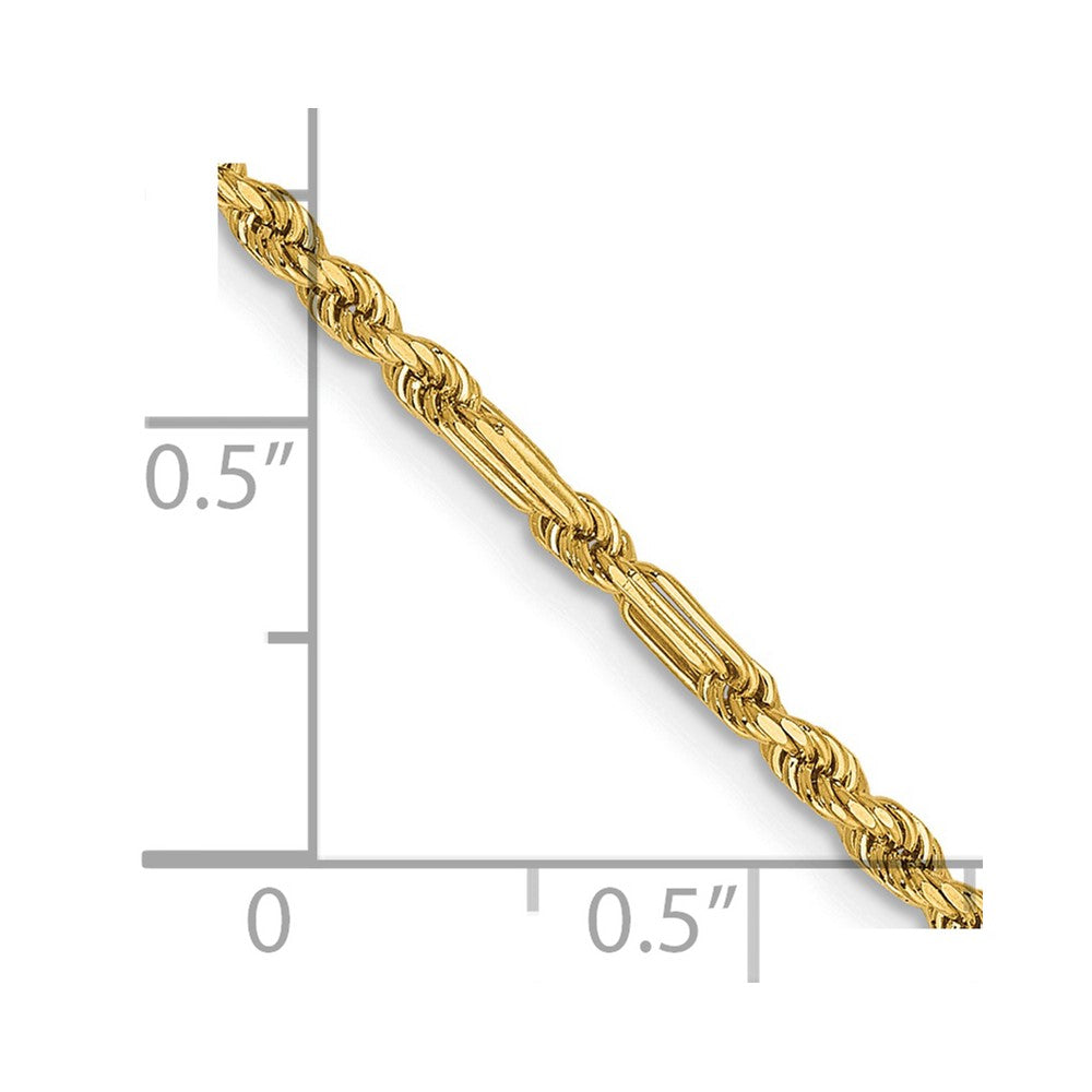 14k 2.25mm D/C Milano Rope Chain
