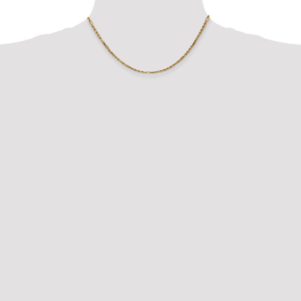 14k 2.5mm D/C Milano Rope Chain