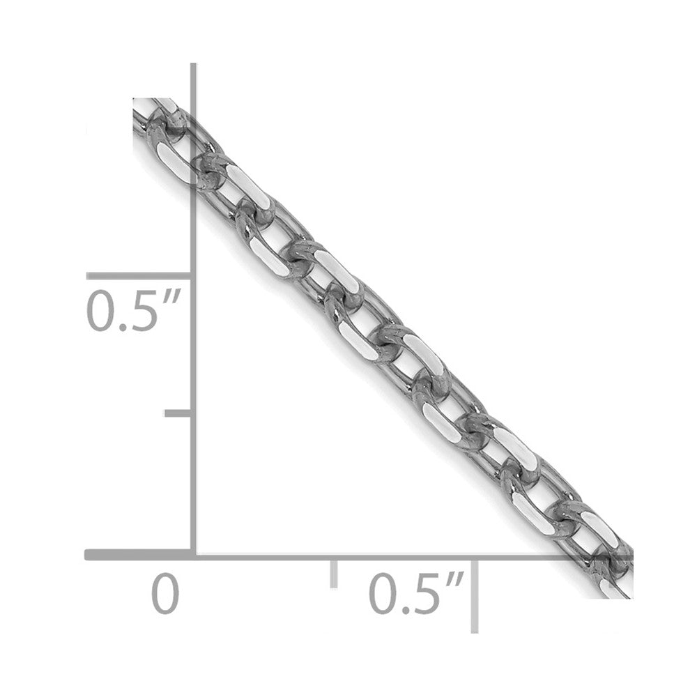 14k WG 3mm D/C Round Open Link Cable Chain