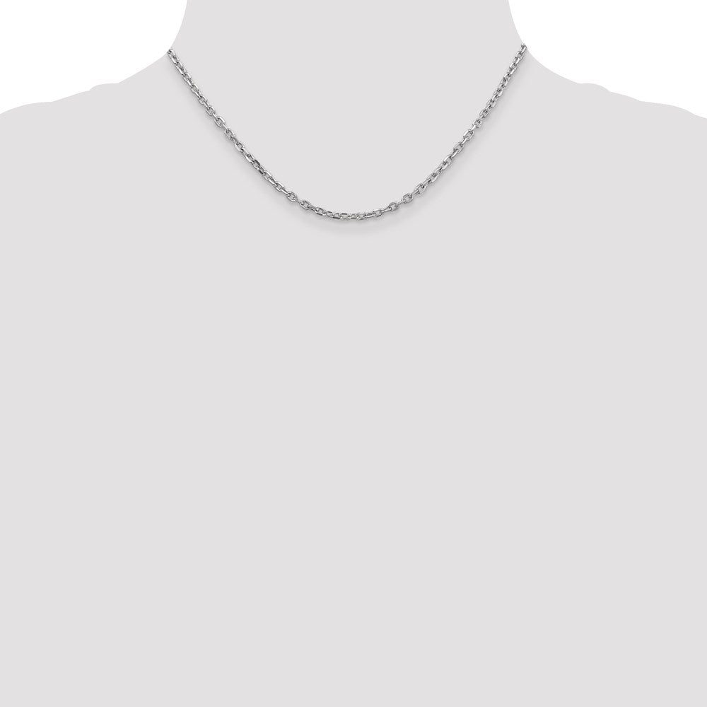 14k WG 3mm D/C Round Open Link Cable Chain