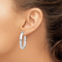 Thumbnail for 14k White Gold High Polished 5mm Omega Back Hoop Earrings