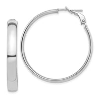 Thumbnail for 14k White Gold High Polished 5mm Omega Back Hoop Earrings
