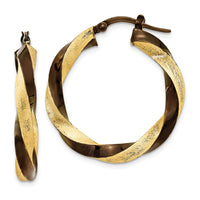 Thumbnail for 14k & Brown Rhodium 3.75mm Twisted Hoop Earrings