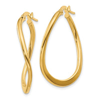 Thumbnail for 14k 2mm Polished Tapered Twist Hoop Earrings