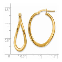 Thumbnail for 14k 2mm Polished Tapered Twist Hoop Earrings