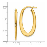 Thumbnail for 14k 2mm Tapered Oval Polished Hoop Earrings