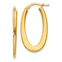 Thumbnail for 14k 2mm Tapered Oval Polished Hoop Earrings