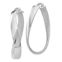 Thumbnail for 14K White Rhodium Satin and Polished Twisted Hoop Earrings