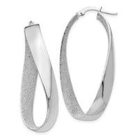 Thumbnail for 14K White Rhodium Satin and Polished Twisted Hoop Earrings