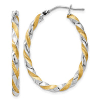 Thumbnail for 14k Yellow Gold & White Rhodium Twisted Hoop Earrings