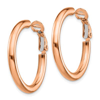 Thumbnail for 14k Rose Gold 3x20mm Polished Round Omega Back Hoop Earrings