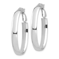 Thumbnail for 14k White Gold High Polished 5mm Oval Omega Back Hoop Earrings