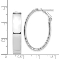 Thumbnail for 14k White Gold High Polished 7mm Omega Back Oval Hoop Earrings