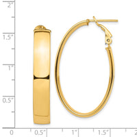 Thumbnail for 14k High Polished 7mm Omega Back Oval Hoop Earrings