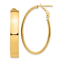 Thumbnail for 14k High Polished 7mm Omega Back Oval Hoop Earrings