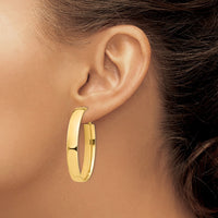 Thumbnail for 14k High Polished 7mm Omega Back Oval Hoop Earrings