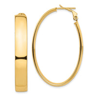 Thumbnail for 14k High Polished 7mm Omega Back Oval Hoop Earrings