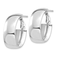 Thumbnail for 14k White Gold High Polished 10mm Omega Back Oval Hoop Earrings