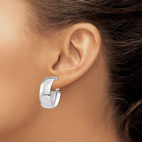 Thumbnail for 14k White Gold High Polished 10mm Omega Back Oval Hoop Earrings