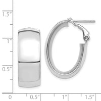 Thumbnail for 14k White Gold High Polished 10mm Omega Back Oval Hoop Earrings