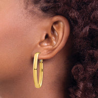 Thumbnail for 14k High Polished 5mm Omega Back Oval Hoop Earrings