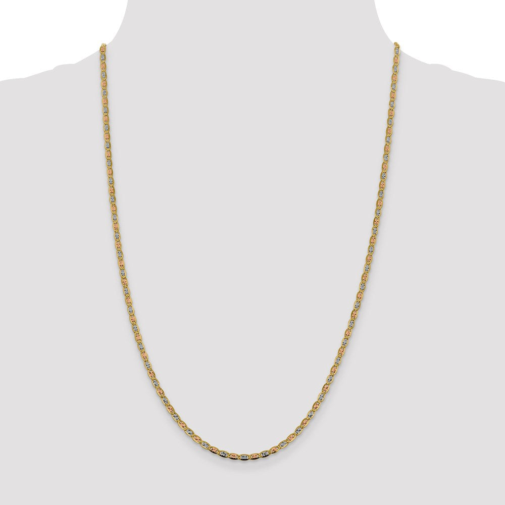 14k 2.75mm Tri-color Gold Pav‚ Valentino Chain