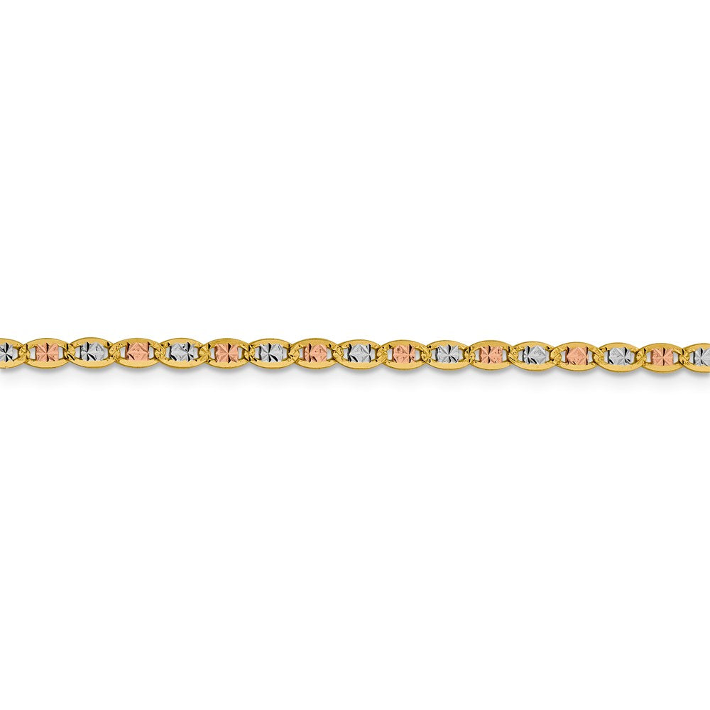 14k 2.75mm Tri-color Gold Pav‚ Valentino Chain