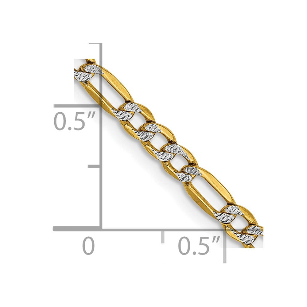 14k 3.2mm Semi-solid with Rhodium Pav‚ Figaro Chain