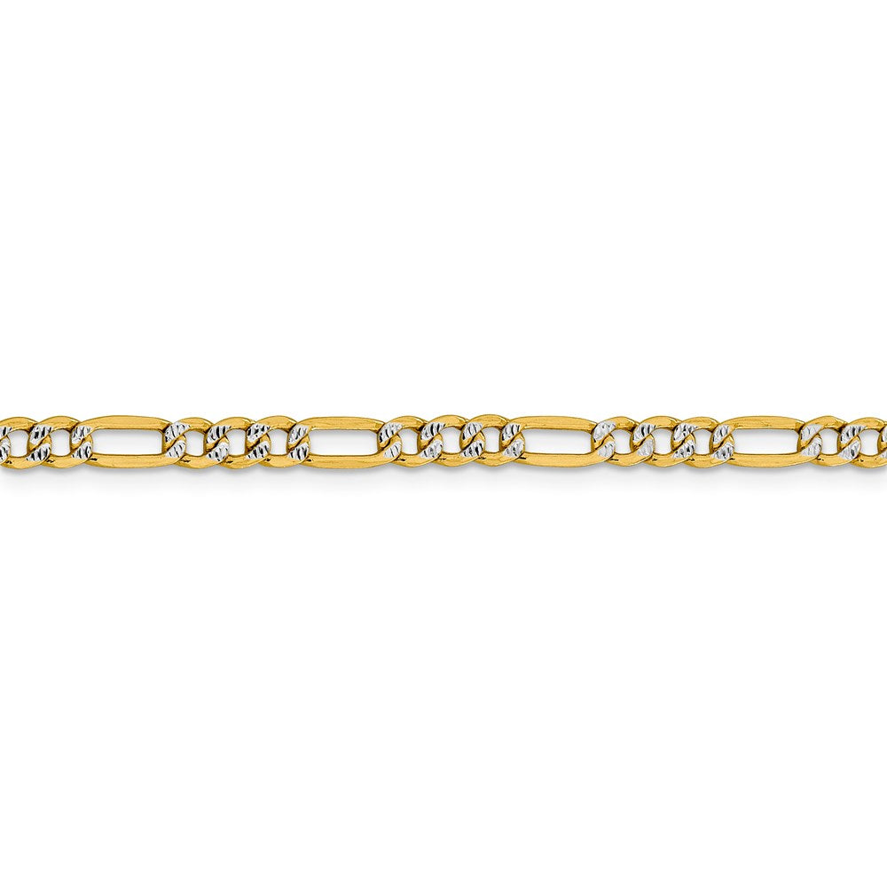 14k 3.9mm Semi-solid with Rhodium Pav‚ Figaro Chain