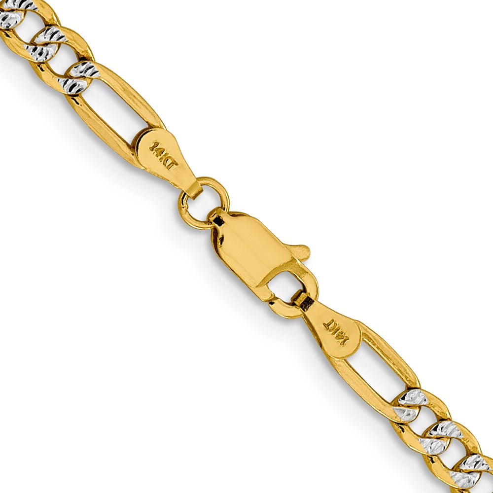 14k 3.9mm Semi-solid with Rhodium Pav‚ Figaro Chain
