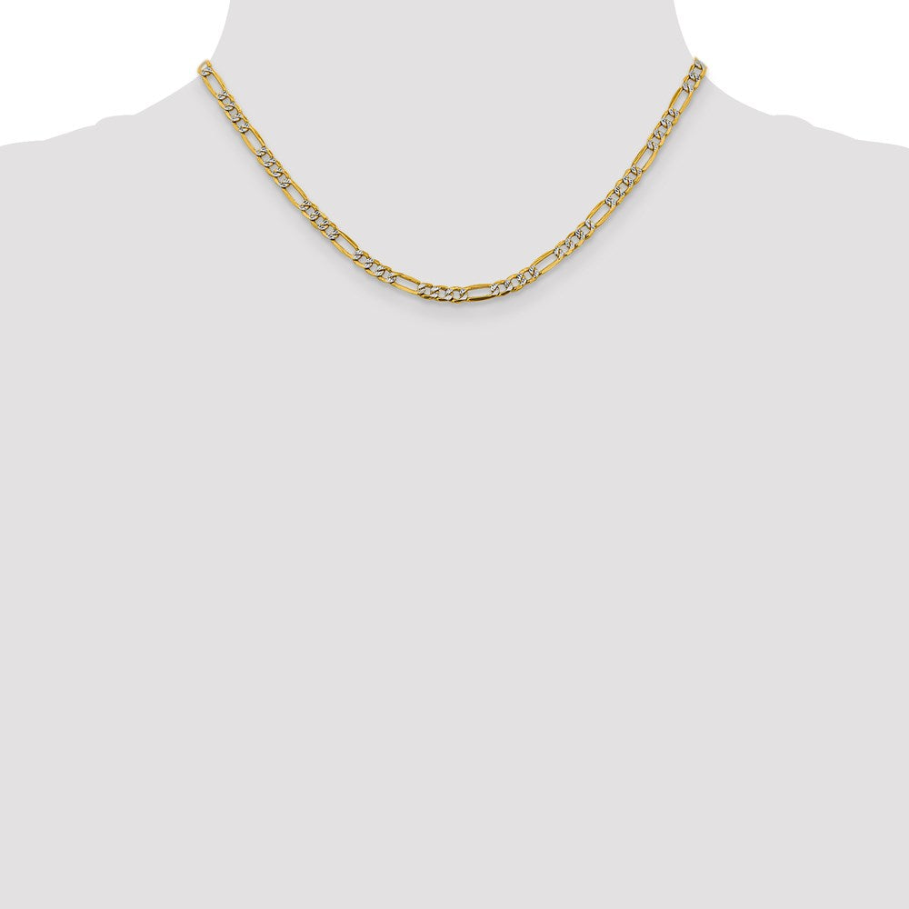 14k 3.9mm Semi-solid with Rhodium Pav‚ Figaro Chain