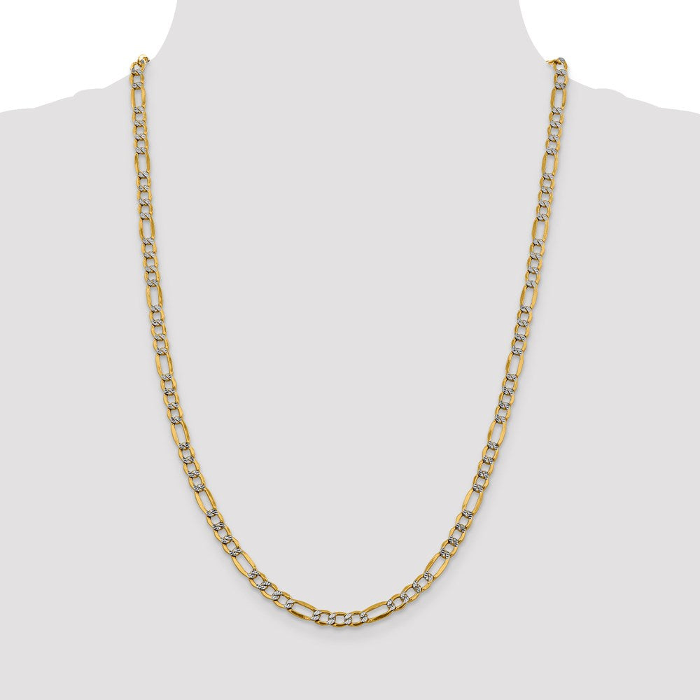 14k 5.25mm Semi-solid with Rhodium Pav‚ Figaro Chain