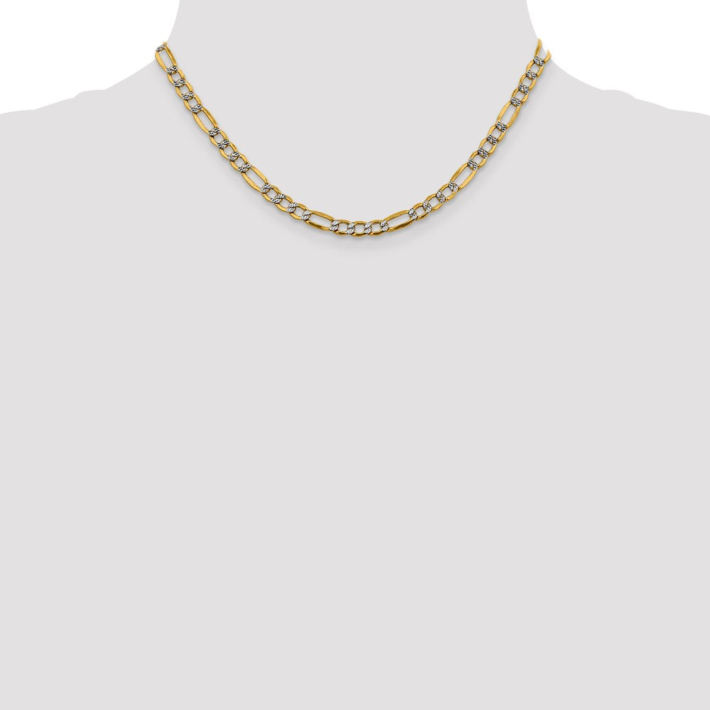 14k 5.25mm Semi-solid with Rhodium Pav‚ Figaro Chain