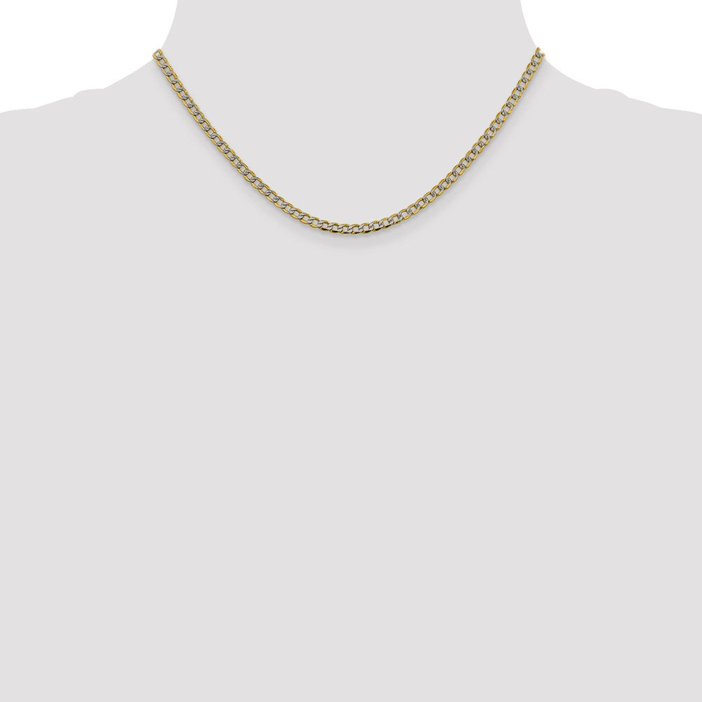 14k 3.4mm Semi-solid with Rhodium Pav‚ Curb Chain