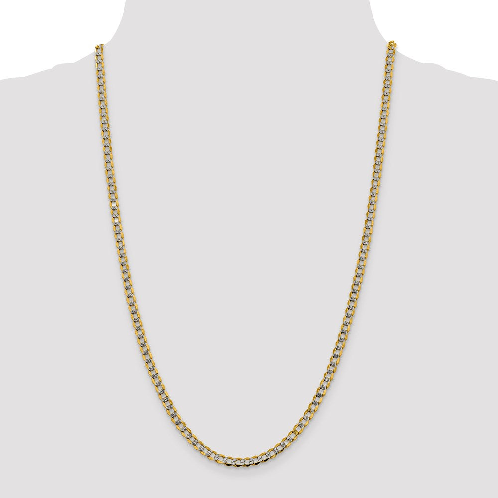 14k 4.3mm Semi-solid with Rhodium Pav‚ Curb Chain