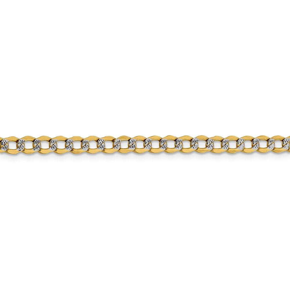 14k 4.3mm Semi-solid with Rhodium Pav‚ Curb Chain