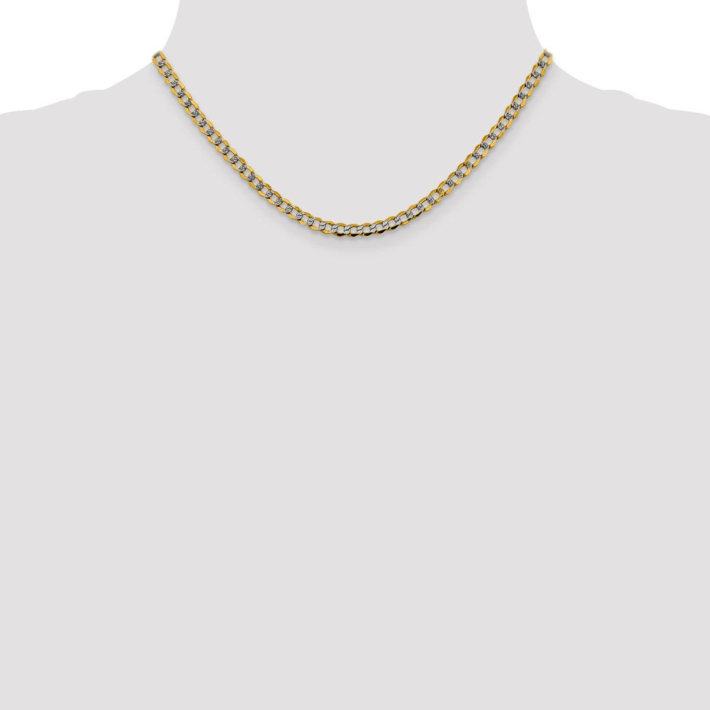 14k 4.3mm Semi-solid with Rhodium Pav‚ Curb Chain