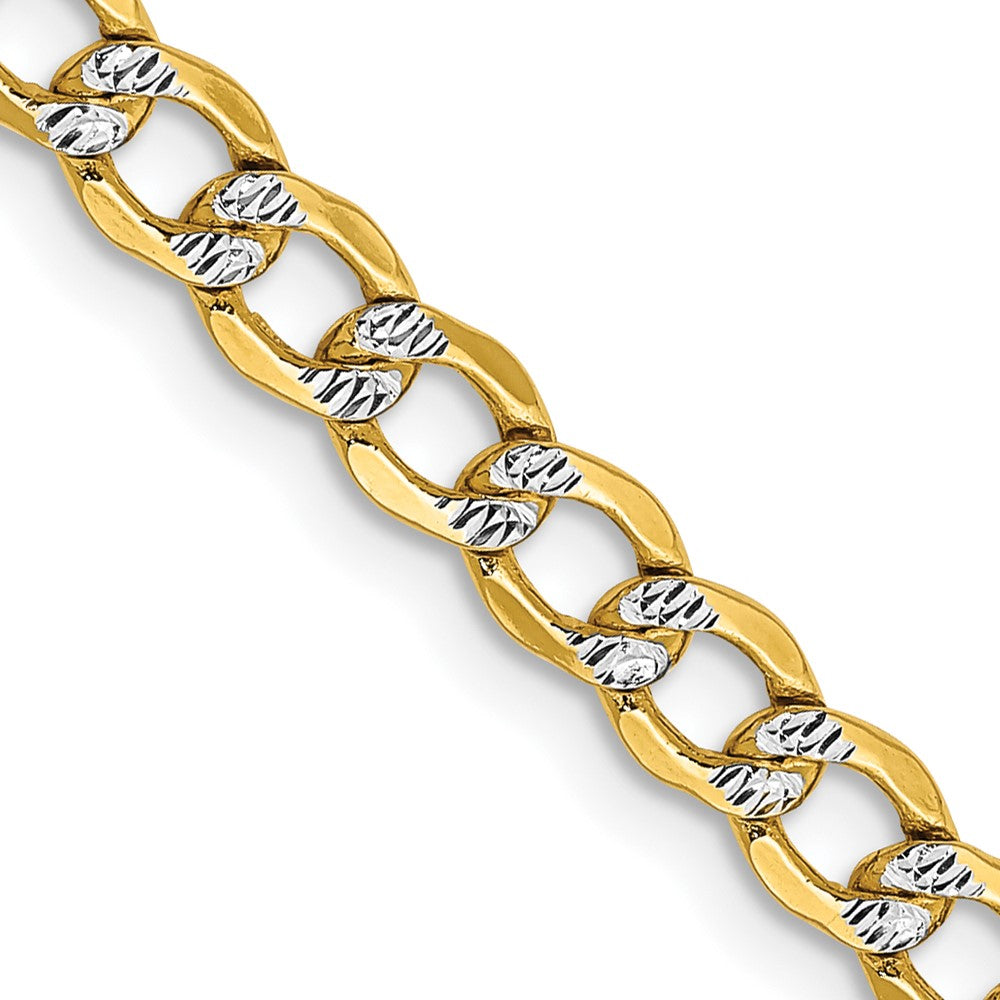 14k 4.3mm Semi-solid with Rhodium Pav‚ Curb Chain