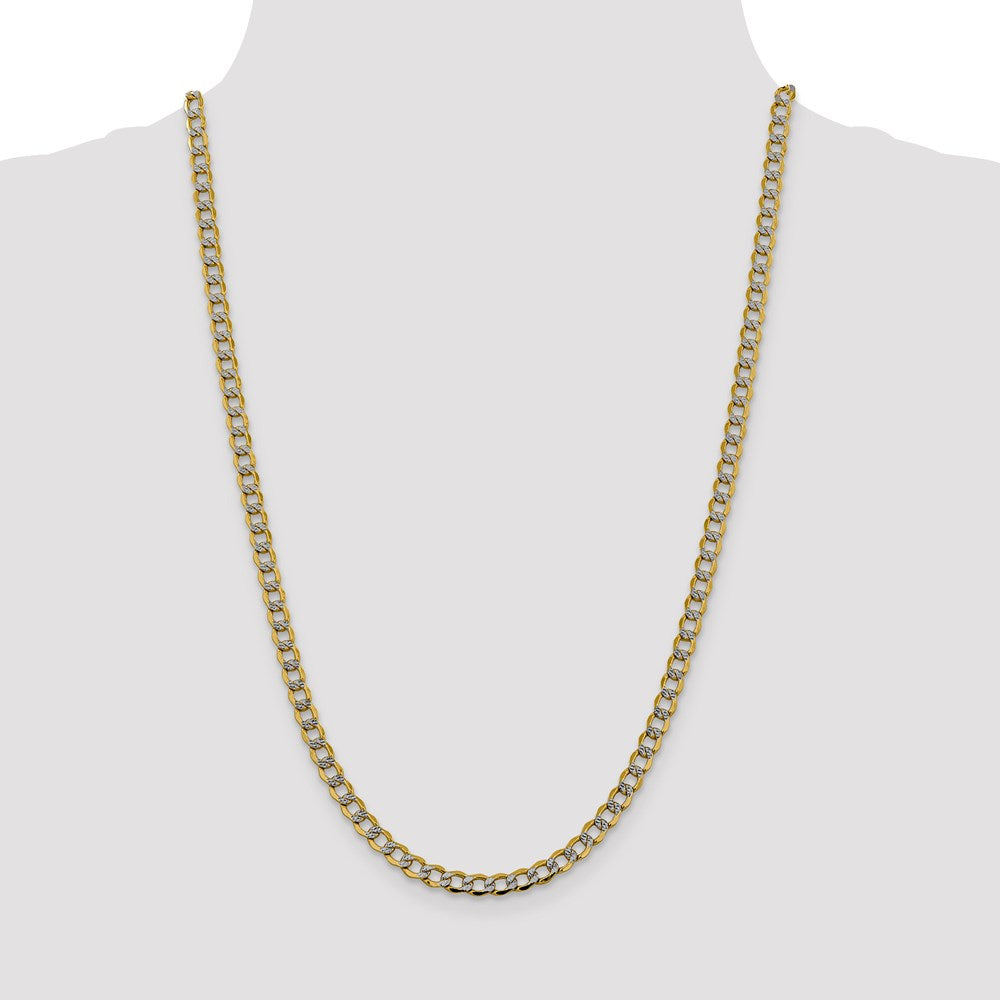 14k 5.2mm Semi-solid with Rhodium Pav‚ Curb Chain