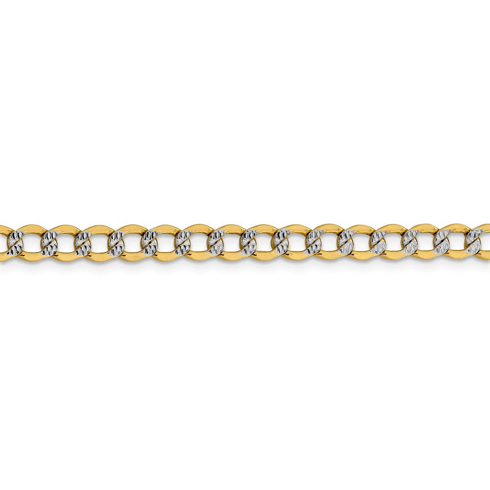 14k 5.2mm Semi-solid with Rhodium Pav‚ Curb Chain
