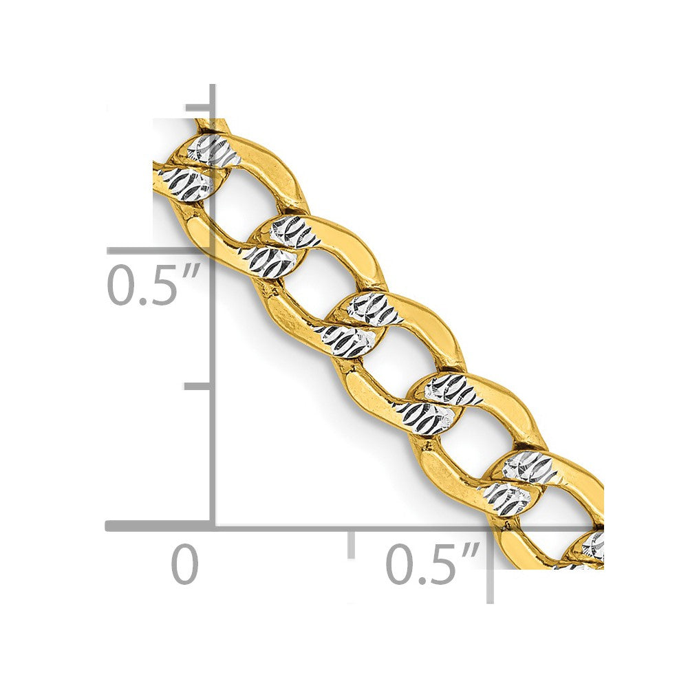 14k 5.2mm Semi-solid with Rhodium Pav‚ Curb Chain
