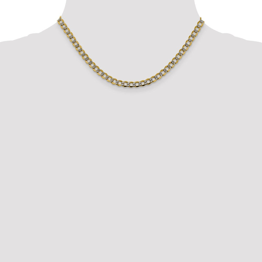 14k 5.2mm Semi-solid with Rhodium Pav‚ Curb Chain