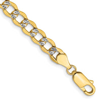 Thumbnail for 14k 5.2mm Semi-solid with Rhodium Pav‚ Curb Chain