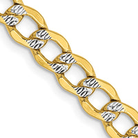 Thumbnail for 14k 5.2mm Semi-solid with Rhodium Pav‚ Curb Chain